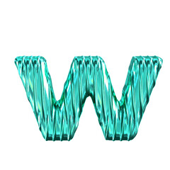 Turquoise symbol with vertical ribs. letter w