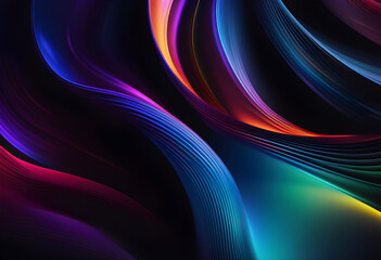 abstract dark background with flowing colouful waves