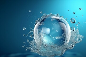 Underwater bubble flow with sparkling water. Refreshing 3D moisturizer banner ad. Generative AI