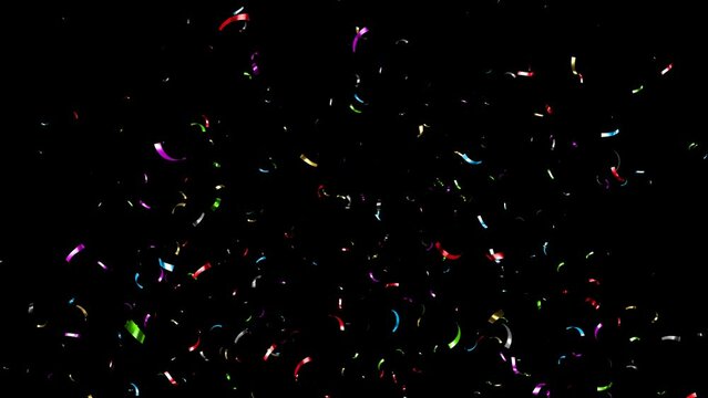Colorful Confetti Falling on Alpha Background, Luma Matte Channel.