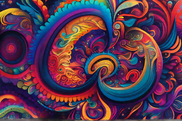 カラフルな抽象模様のデザイン　ジェネレーティブ AI