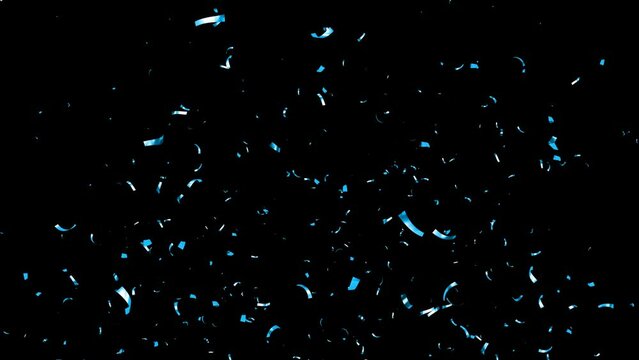 Blue Confetti Falling on Alpha Background, Luma Matte Channel.