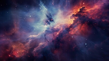 An image of a colorful cloudy nebula of a cosmic galaxy. - obrazy, fototapety, plakaty