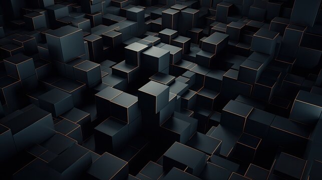 An image filled with random offset black cubic rectangles.