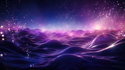 Fototapeta premium Image of a digital wave composed of vibrant purple particles.