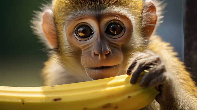 Image of a monkey with a banana.