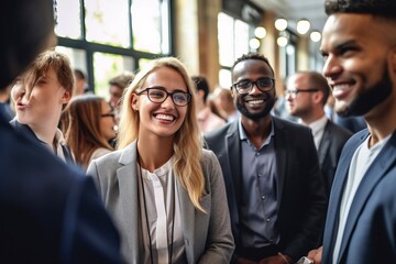 Fototapeta premium Diverse business crowd networking