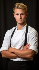 Meet a 28 year old male, with short blonde hair and a serious gaze. He is a chef and has been living with epilepsy since childhood. He is passionate about cooking and has found that focusing