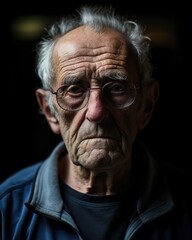 An elderly man with a lifelong career as a doctor, but his schizophrenia has now taken a toll on his mental health. He has delusions that he is being followed by government agents and often - obrazy, fototapety, plakaty