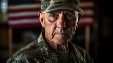 A retired veteran, whose bipolar disorder was likely triggered by trauma experienced during their time in the military. Despite being highly decorated, they have struggled to maintain stable - obrazy, fototapety, plakaty