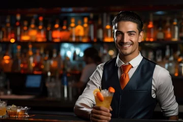 Poster A bartender with a fruity, taillike body odor from constantly mixing and serving drinks. © Justlight