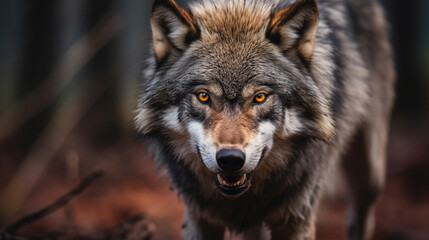 Portrait shot of an aggressive Wolf
