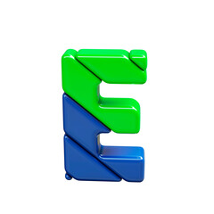 Green and blue plastic symbol. letter e