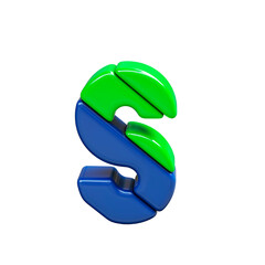 Green and blue plastic symbol. letter