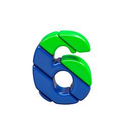 Green and blue plastic symbol. number 6