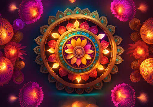 flowering holiday Diwali background, photo for advertising,