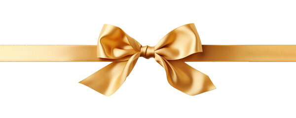 decorative golden bows with horizontal gold ribbon isolated on transparent background - Powered by Adobe