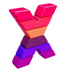 Color symbols made of horizontal blocks. letter x