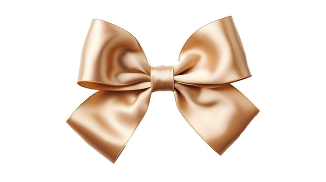 decorative golden bows with horizontal gold ribbon isolated on transparent background