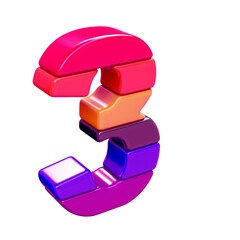 Color symbols made of horizontal blocks. number 3