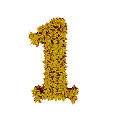 Symbol from yellow leaves. number 1