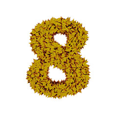 Symbol from yellow leaves. number 8