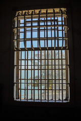 Window at the former Alcatraz Prison in San Francisco, California.