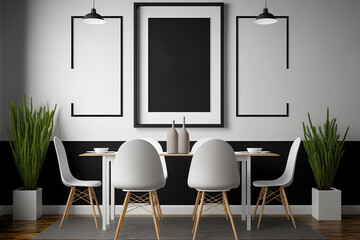 Dining Room Wall Mockup—illustration. Generative AI