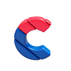 Red and blue plastic symbol. letter c