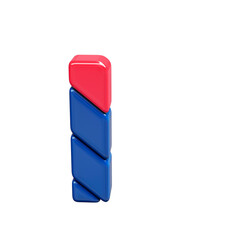 Red and blue plastic symbol. letter i