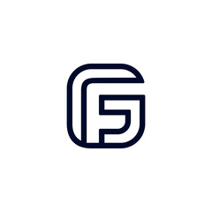 The vector is a monogram of the letter F and G.