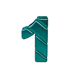 Symbol made of diagonal turquoise blocks. number 1
