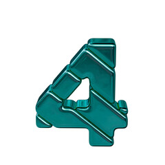 Symbol made of diagonal turquoise blocks. number 4