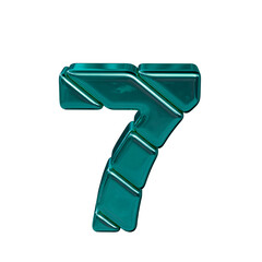 Symbol made of diagonal turquoise blocks. number 7