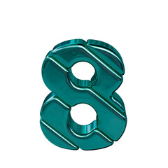 Symbol made of diagonal turquoise blocks. number 8