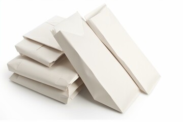 White, isolated kraft paper packs. Generative AI
