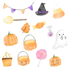Watercolor halloween set