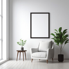 Mock up frame in modern home background