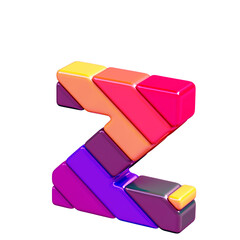 Color symbol made of diagonal blocks. letter z