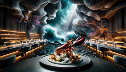 Progressive Molecular Gastronomy Coconut Thai Lobster Dish

 - obrazy, fototapety, plakaty