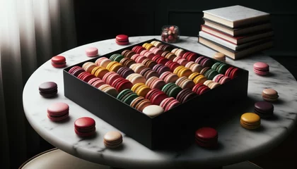 Foto op Plexiglas Multicolored Macaron Box Marble Table   © DVS