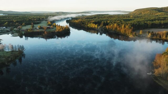 A river with fog