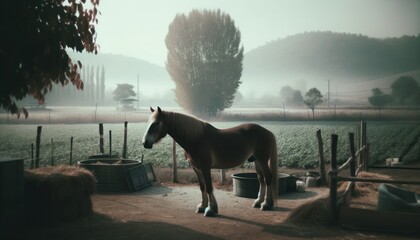  Tranquil Morning with Farm Horse