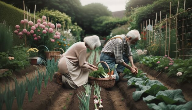 Senior Couple Gardening Together

