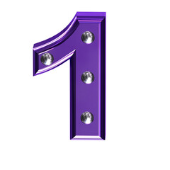 Purple symbol with metal rivets. number 1