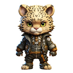 Chibi Jaguar,  Miniature Biker Standing Proudly