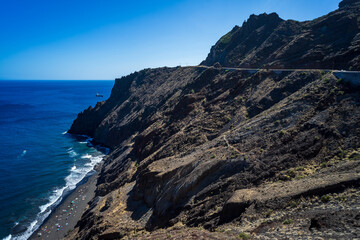 Fototapeta na wymiar Seascape. Atlantic ocean. Viewpoint of Mirador Playa de las Gaviotas. Spain. Tenerife. Canary Islands. Spain.