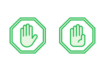 Stop icon set. stop road sign. hand stop icon vector