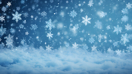 Frosty Elegance, Abstract blue background with delicate white snowflakes