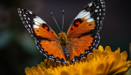 Vibrant butterfly wing pattern showcases natural beauty in summer elegance generated by AI